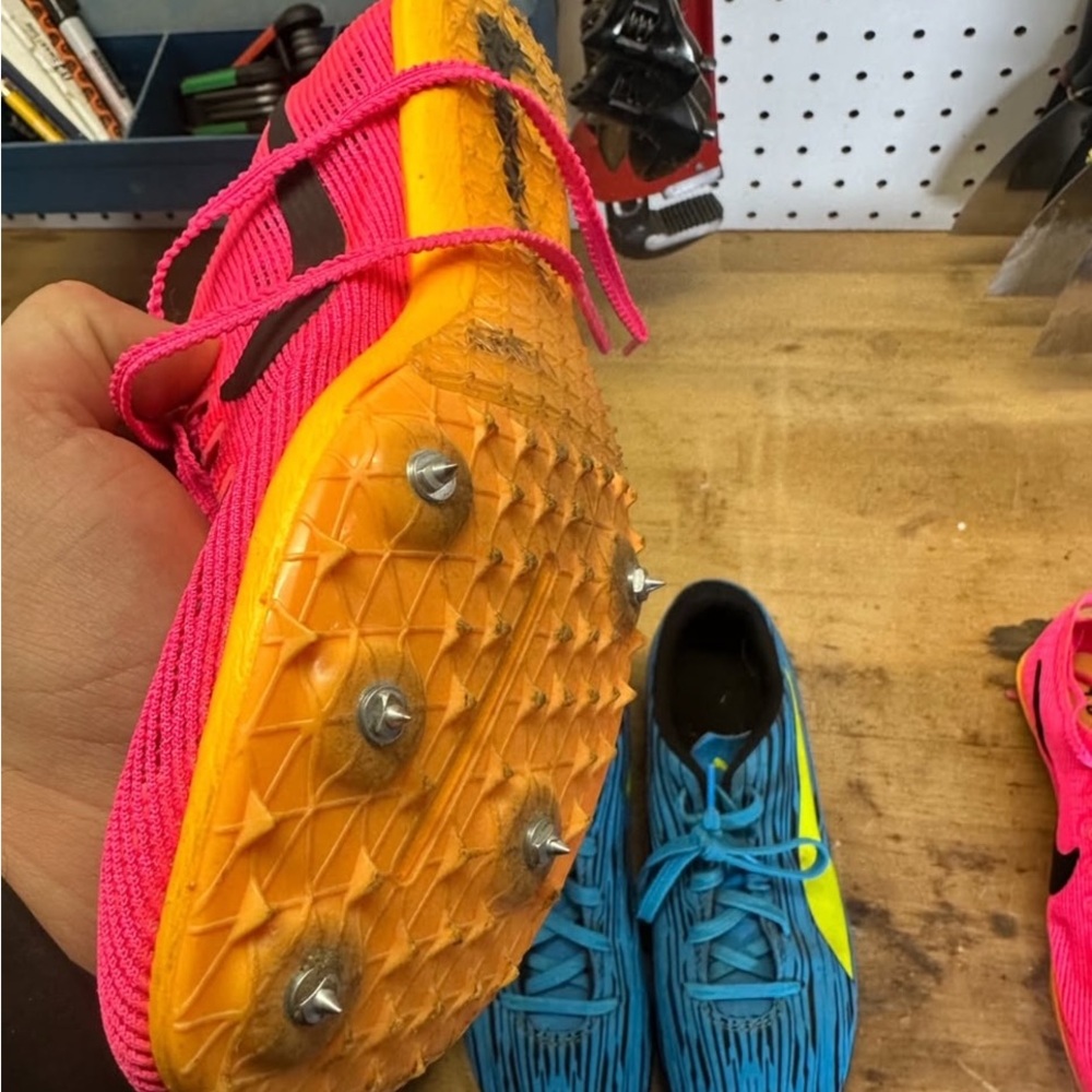 Nike mamba Vibrant Pink and Orange Kids track running cleats Shoes
